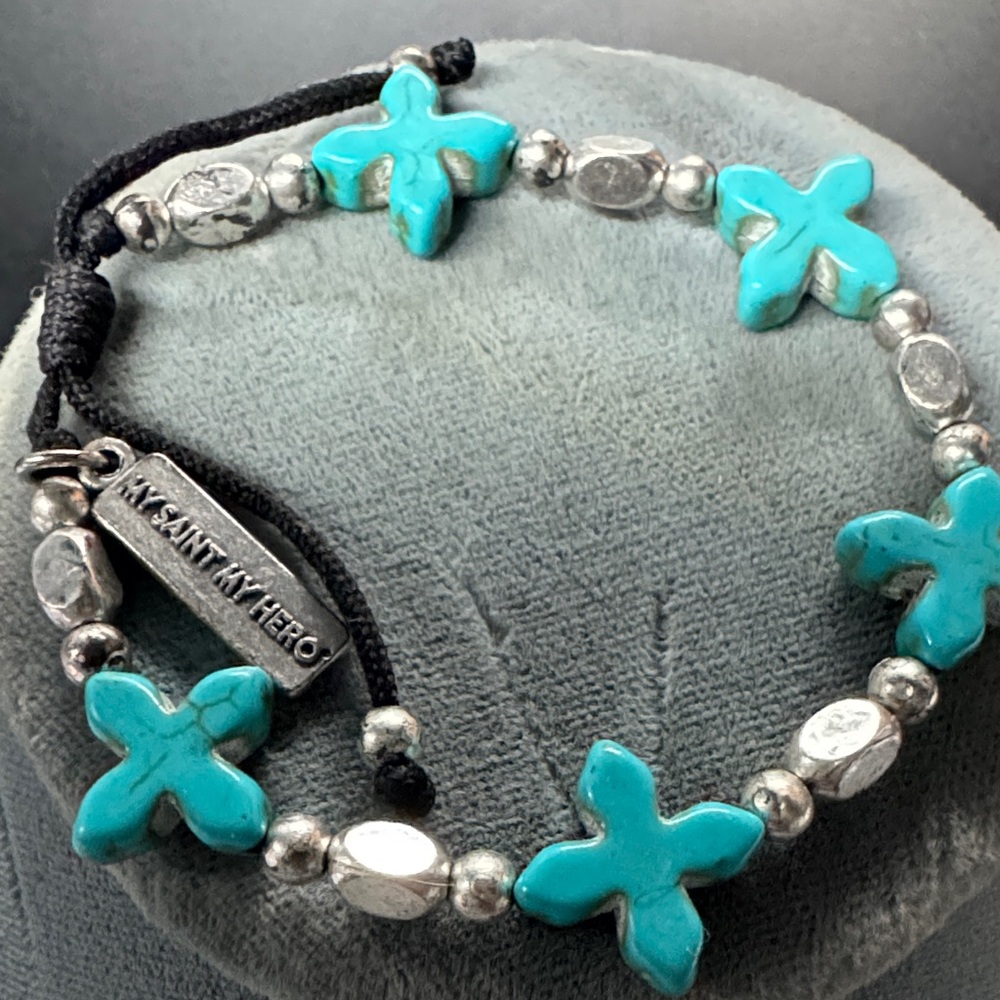 My Saint My Hero Turquoise and Silver Bracelet